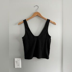 Mate the Label Tencel Rib Crop V-Tank - Jet Black [NWT]